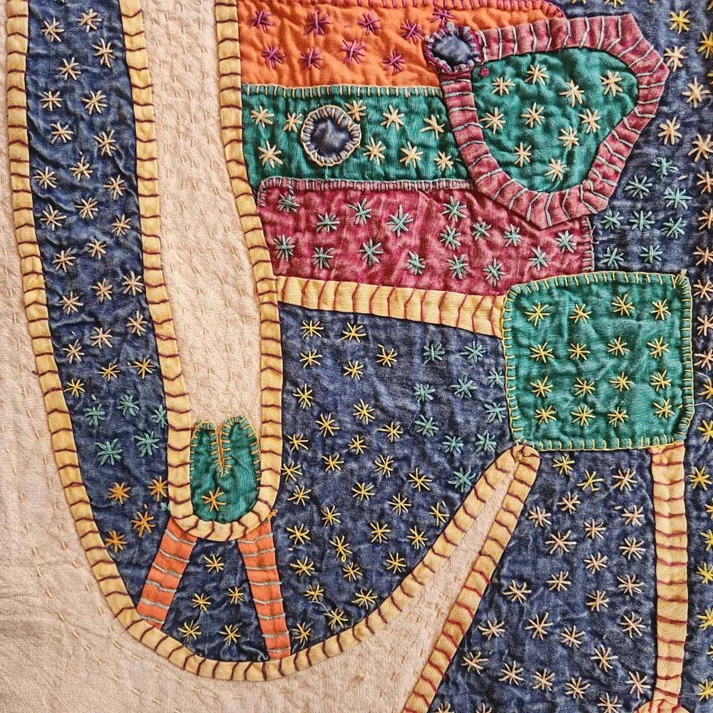 EUC Handmade elephant tapestry in earth tones 47
